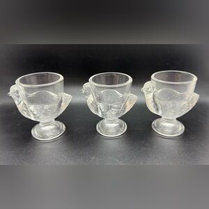 Set of 3 Vintage Glass Arcoroc France chicken hen egg cups